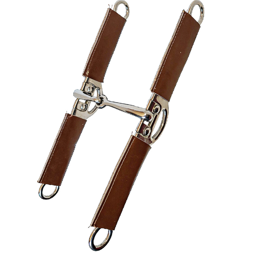 Schneiders SS Tack Jimmy Williams Training Elevator Snaffle Bit Leather Cheeks