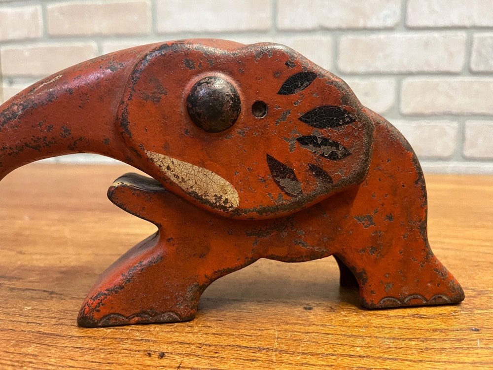 Vintage Vindex Red Cast Iron Elephant Nutcracker Original Paint