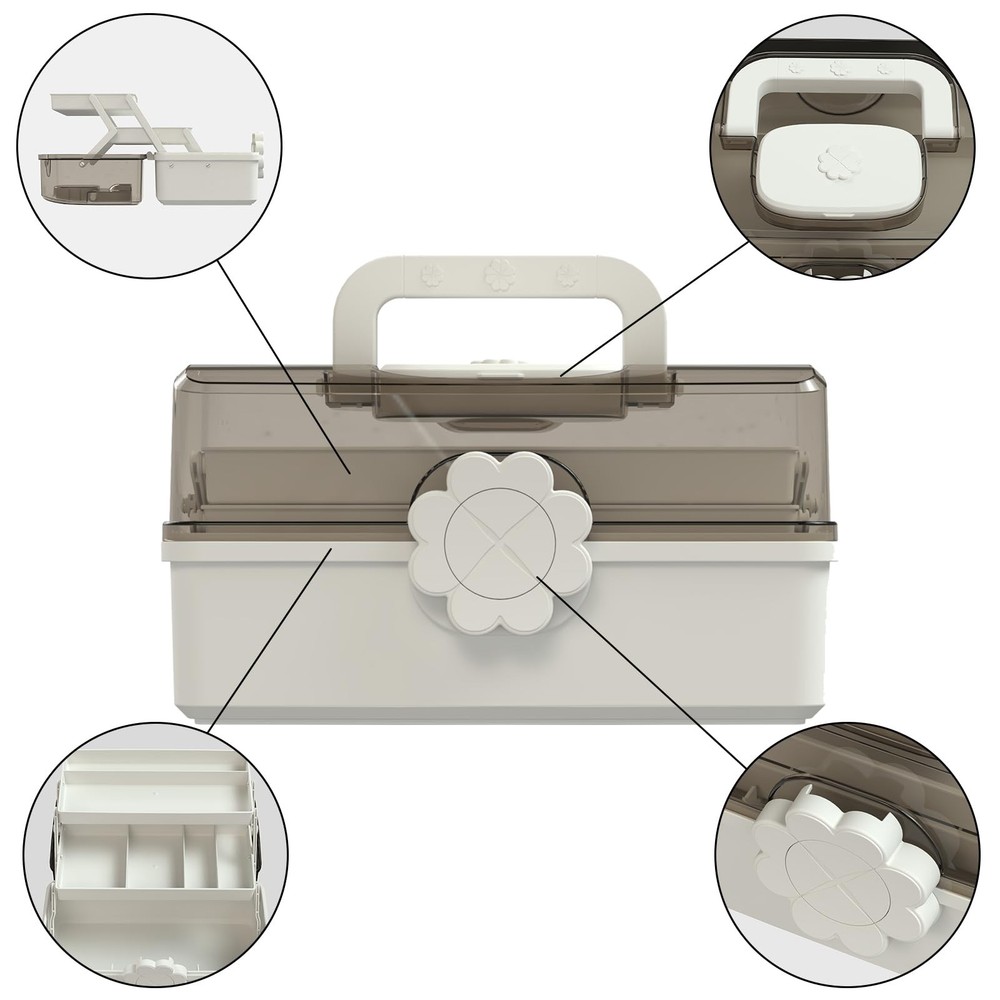 Hair Accessories Organizer with Handle sewing organizer，Lockable Three-Layer ...