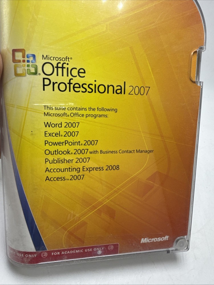 Microsoft Office Professional 2007 Full Version Academic Use Only New Sealed