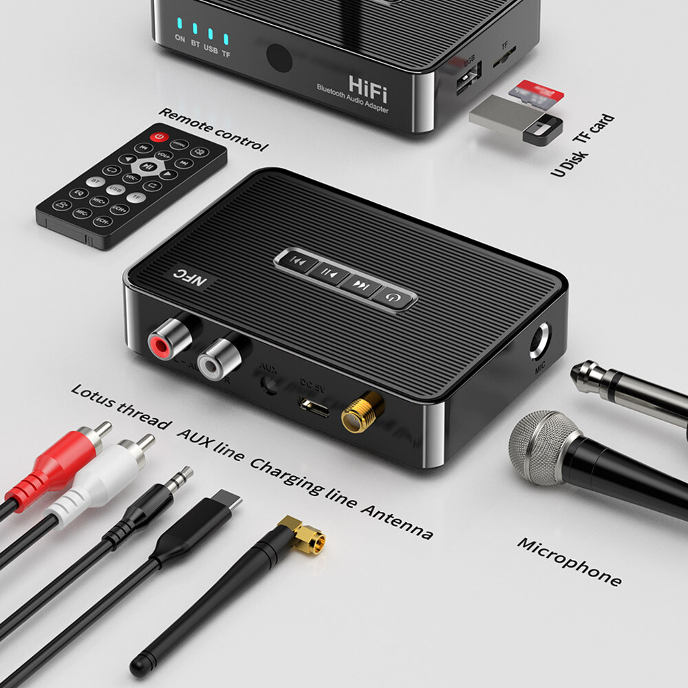 Bluetooth 5.1 Receiver Wireless Audio Adapter Support 6.5MM Home Stereo