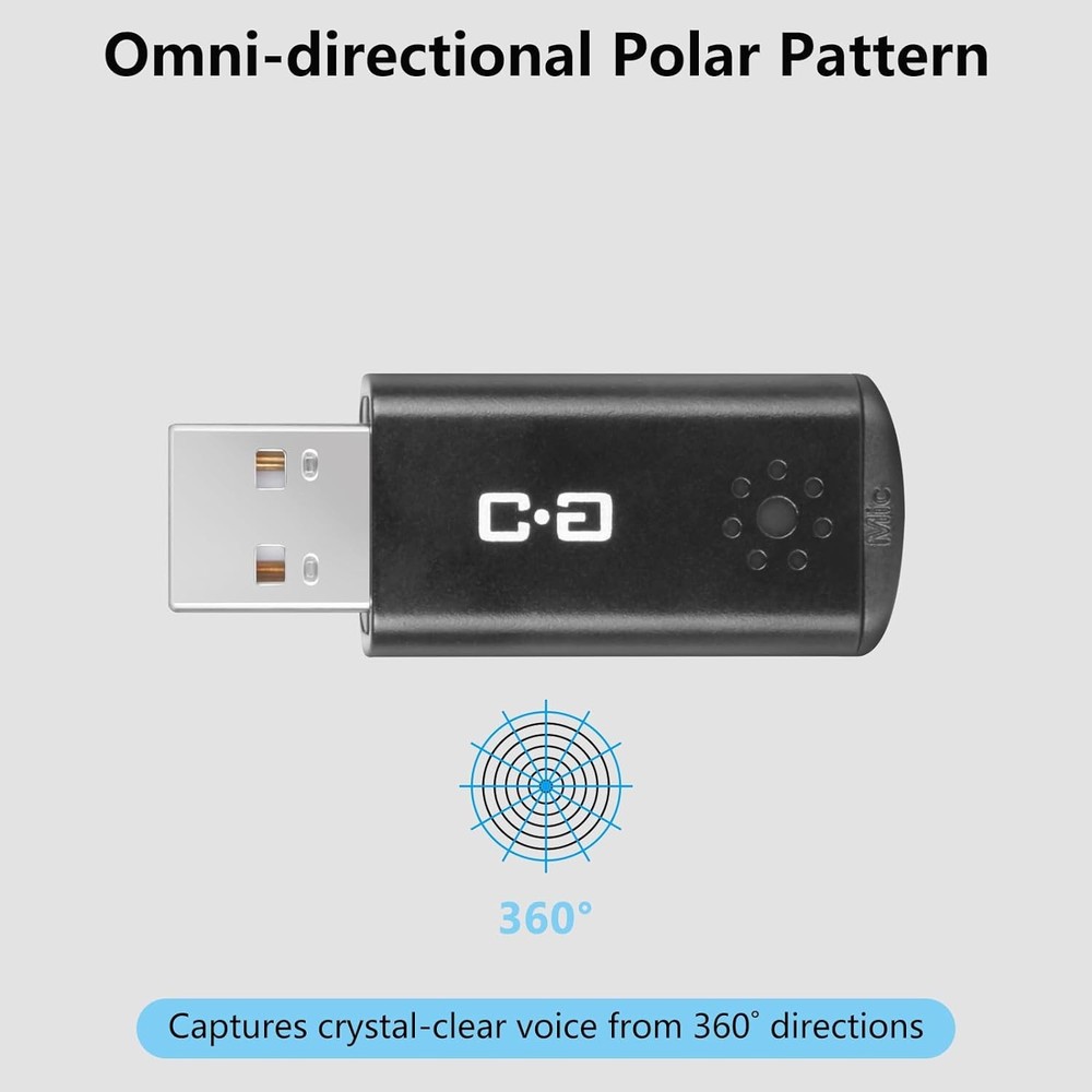 USB Microphone for Laptop Desktop High Sensitivity Clear Call Plug Play Cordless