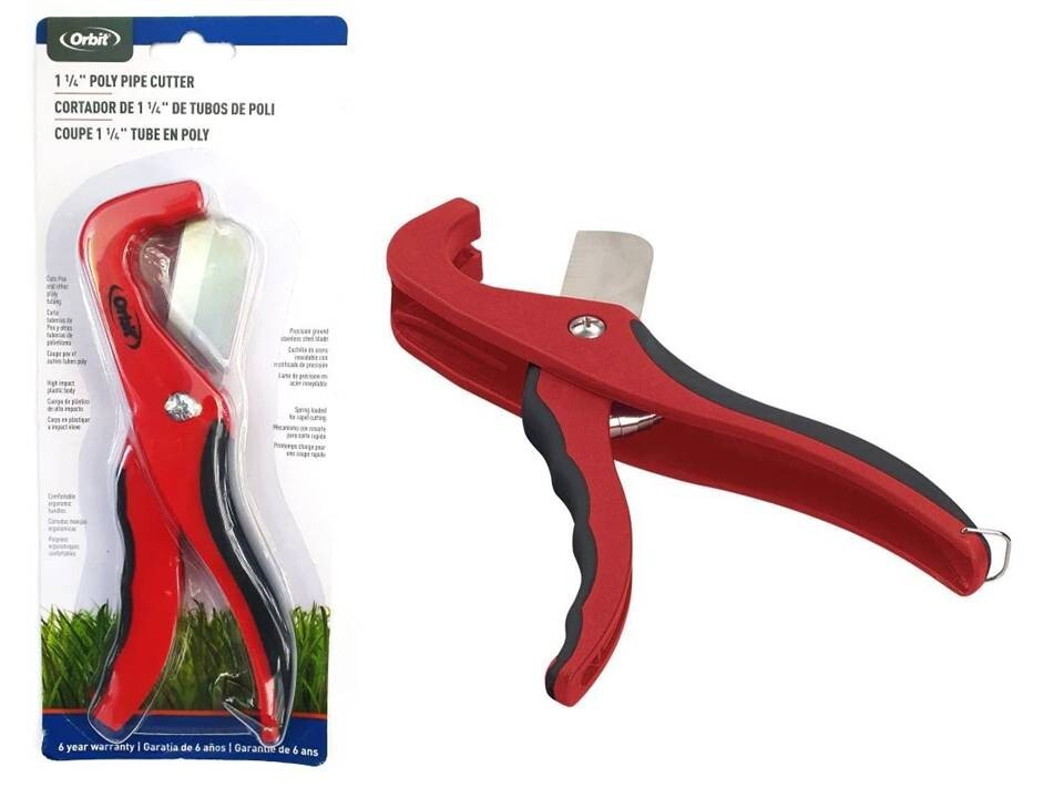 Poly Pipe Cutter 1-1/4'' w/ Ergonomic Handle , Red / Black - Orbit 26120