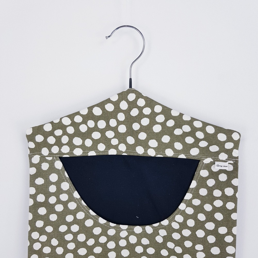 Peg Bag Handmade Khaki & White Spotted Lined Laundry Clothes Peg Holder