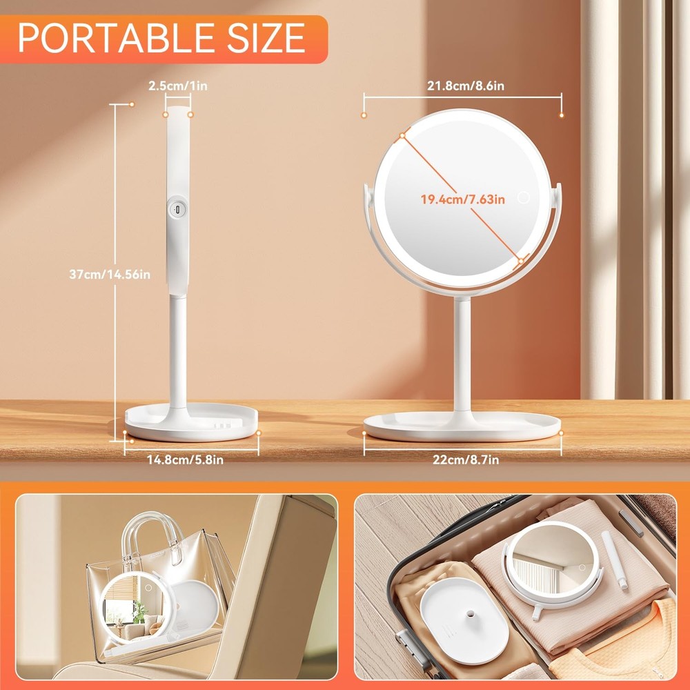Magnifying Mirror with LightsDouble Sided 30X/1X Makeup Mirror 3 Color Steple...