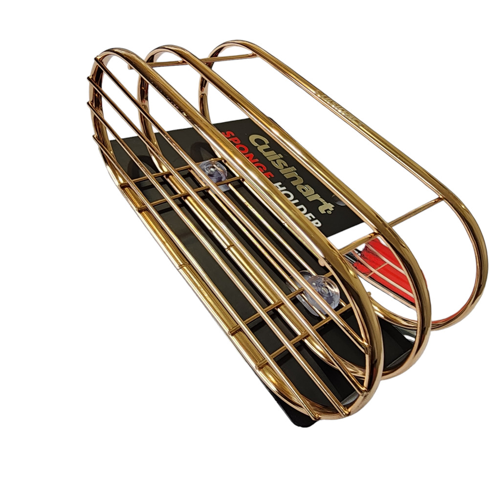 Cuisinart Sponge Basket Suction Cup Mount Kitchen Sink Tool Rack Gold