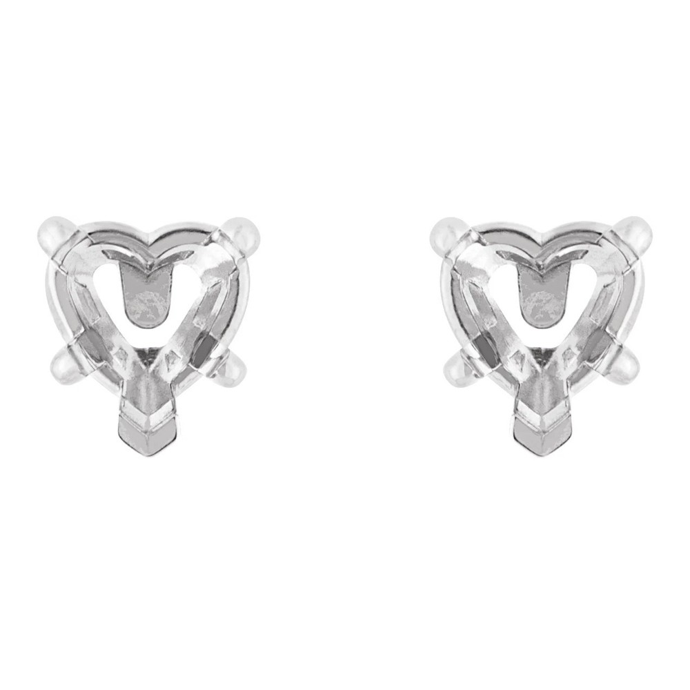 Heart 6x6mm Stud Earring Semi Mount Setting 925 Sterling Silver Mounting