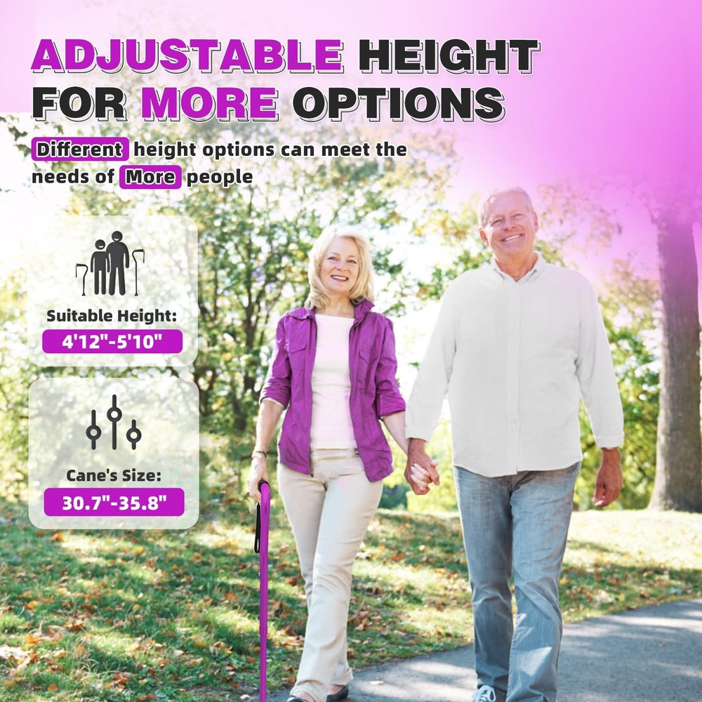 BigAlex Lightweight Walking Cane, Soft Offset Handle for Seniors, Adjustable ...