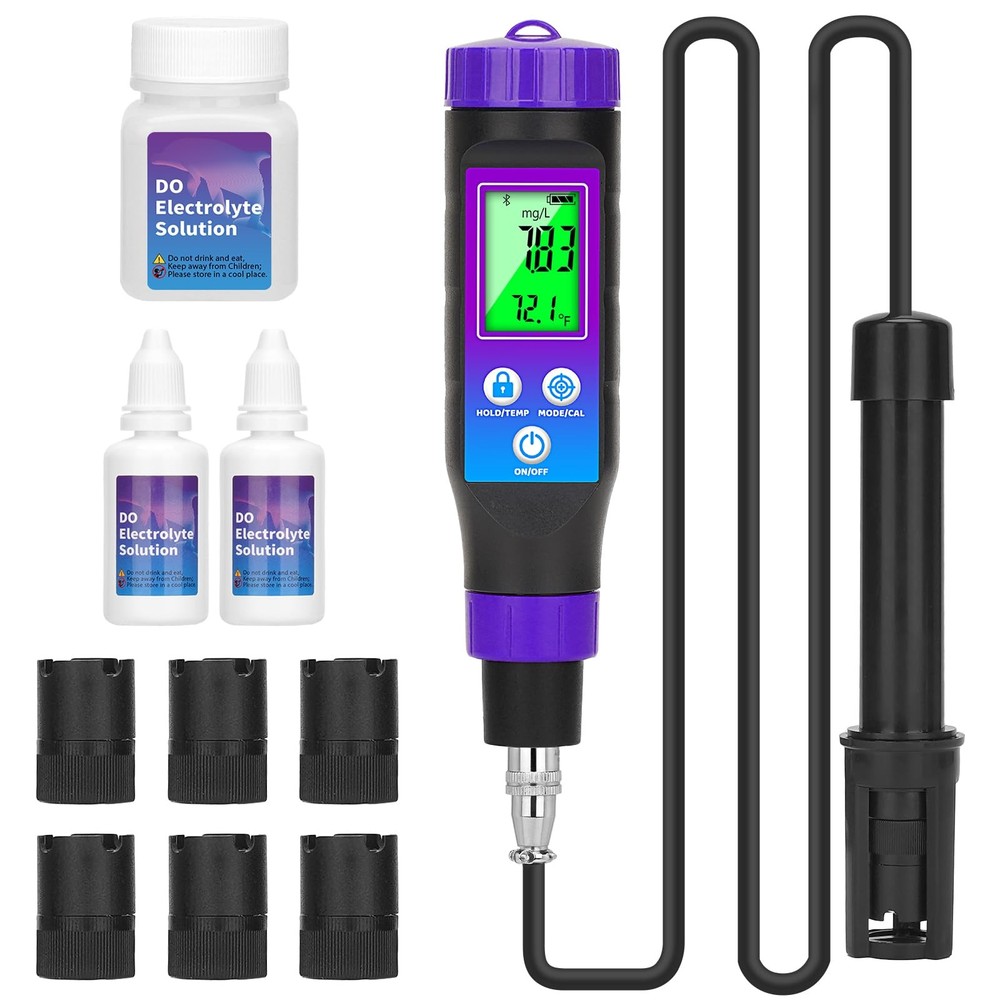 Smart Dissolved Oxygen Meter with 3.6ft Probe Cable, Portable DO Meter with E...