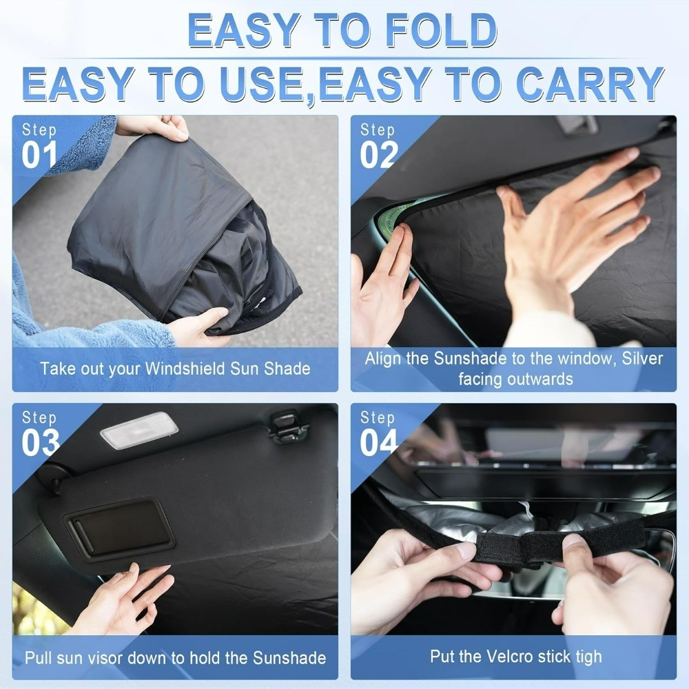 Foldable Reflective Universal Car Windshield Sun Shade with Overlapping Design