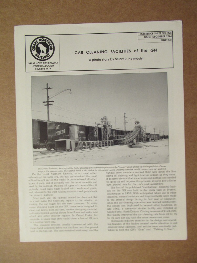 Great Northern Reference Sheet 226 Car Cleaning Facilities