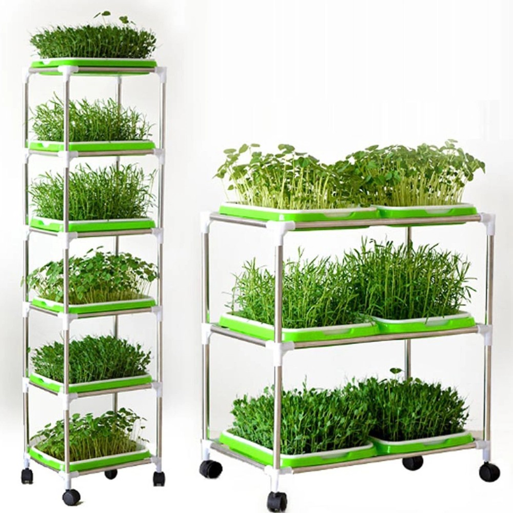 Microgreens Sprouter Tray 2 Layer Hydroponic Growing Kit Garden Tray