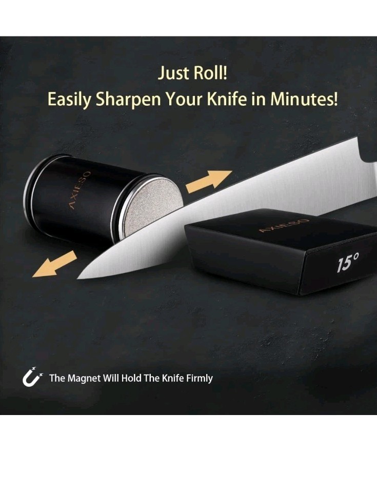 Rolling Knife Sharpener Kit - All Knife Sharpening Tool w/ Diamond & Ceramic