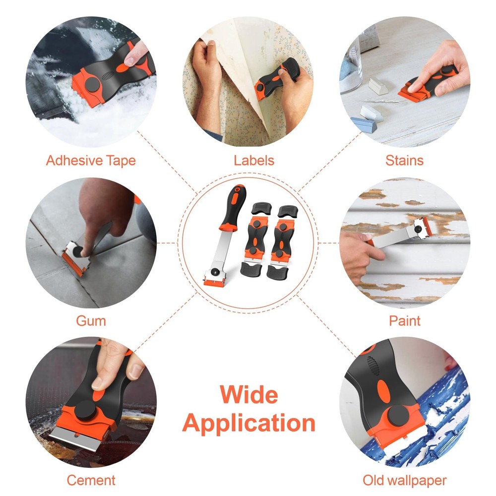Razor Blade Scraper Includes 30 Plastic & 30 Metal Blades, Multi-Purpose Tool