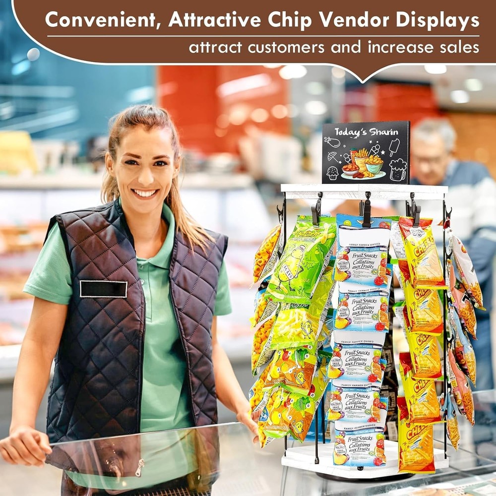 Space-Saving Chip Rack Display: 5 Tiers with 40 Clips - Effortless Access!