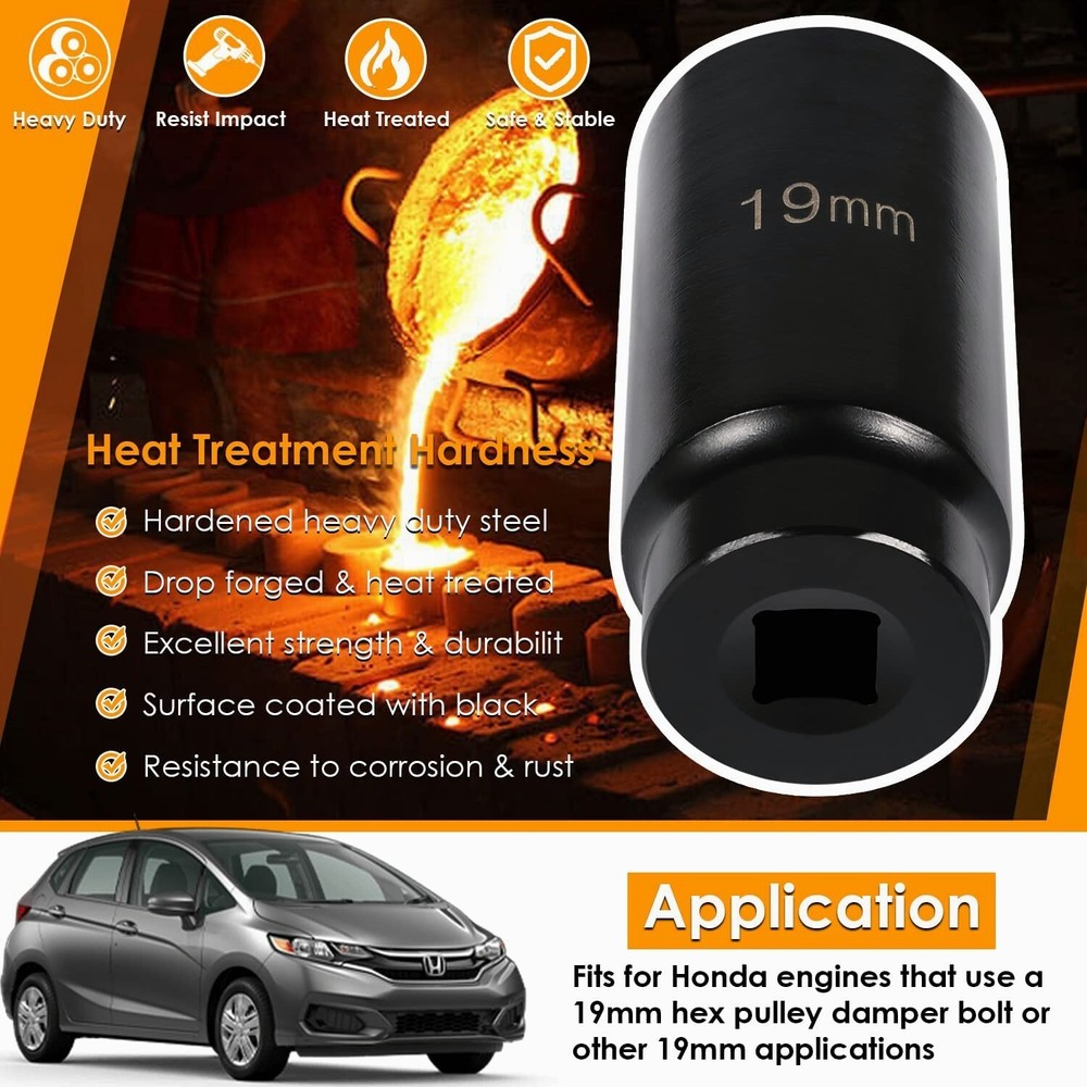 77080 19MM Harmonic Balancer Socket Crank Bolt Socket for Honda Engines