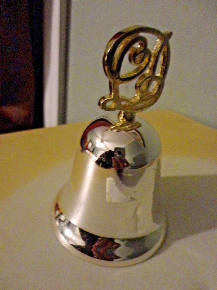 SILVER PLATED BELL WITH GOLDEN HANDLE