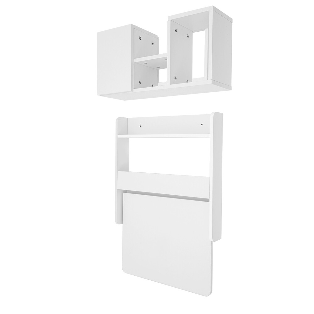 2-tier Wall Mounted Bookshelf Folding Space Saving Table Fold Down Laptop Desk