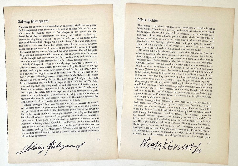 [Dance] Signed title pages & other signed docs FONTEYN, DUDINSKAYA ETC