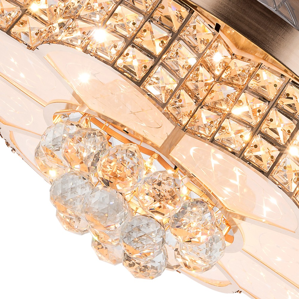 6-Speed Dimmable Golden Fan Ceiling LED Light Chandelier Lamp w/Remote Control