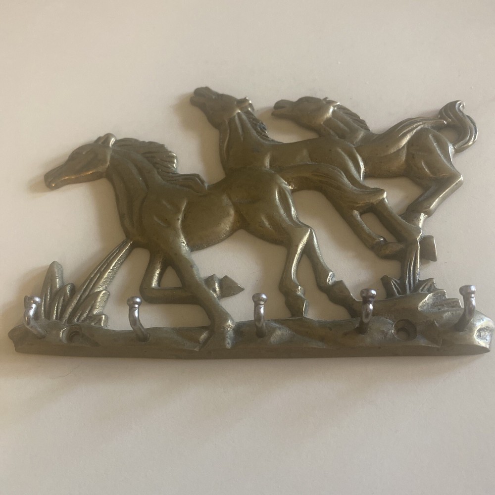 Brass Horses 5 Key Wall Holder