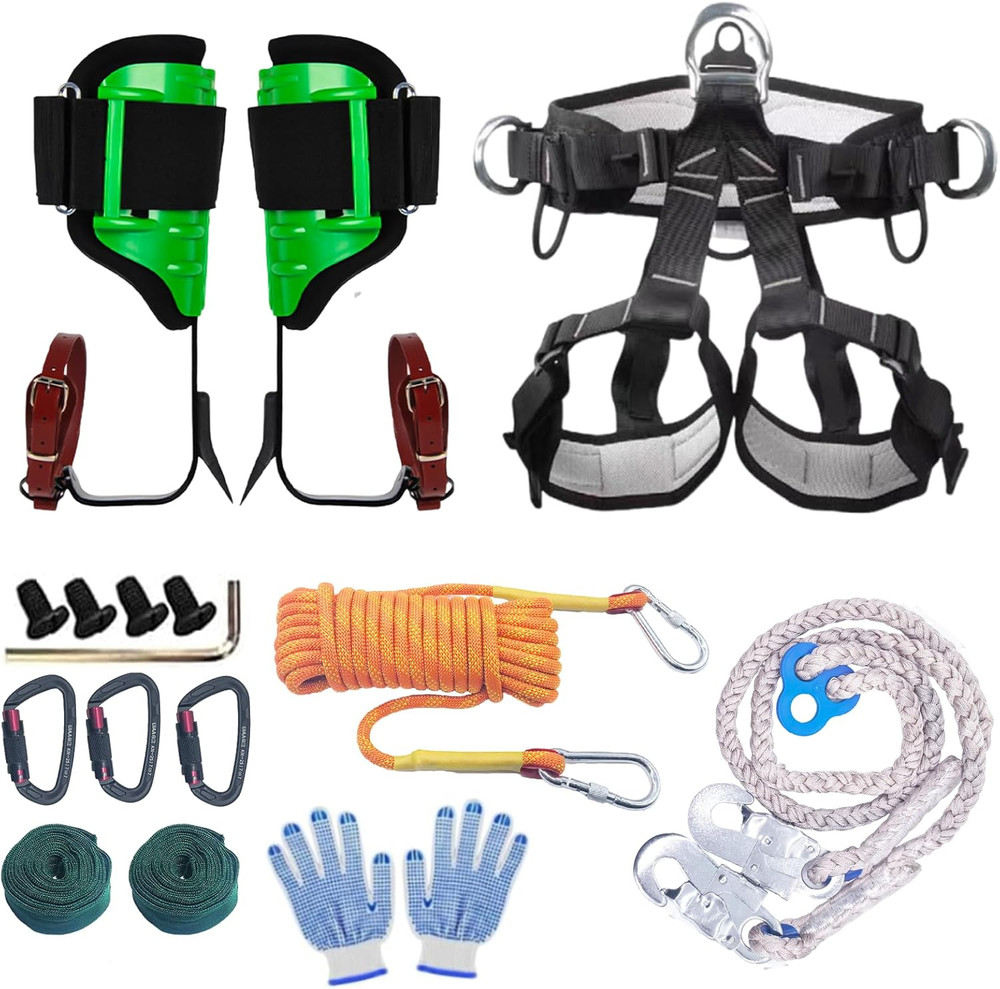 Tree Climbing Gear, Tree Climbing Spikes， with Adjustable Climbing Straps and St