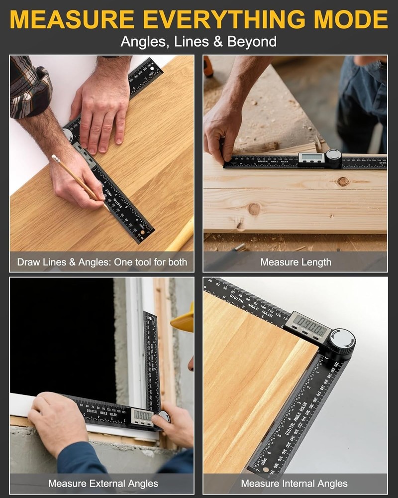 Professional Digital Angle Measuring Tool - Durable Protractor with Batteries
