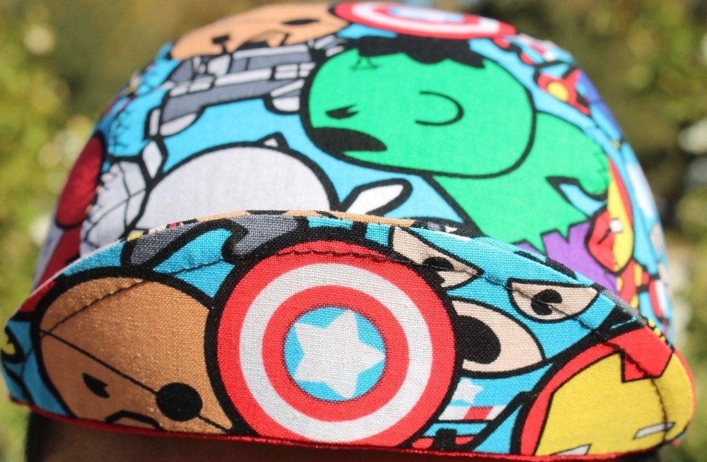 CYCLING CAP MARVEL COMIC 100% COTTON ONE SIZE HANDMADE