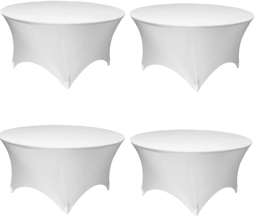 White Spandex Tablecloth Round 4 Pack, 4Pack-48inch,