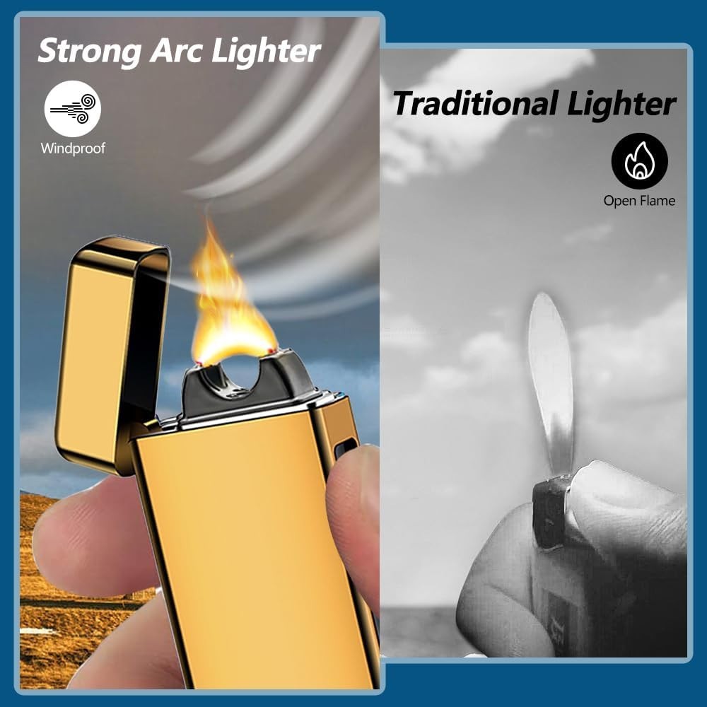 Luxurious Gold Plasma Lighter - USB Rechargeable with Windproof Arc Technology