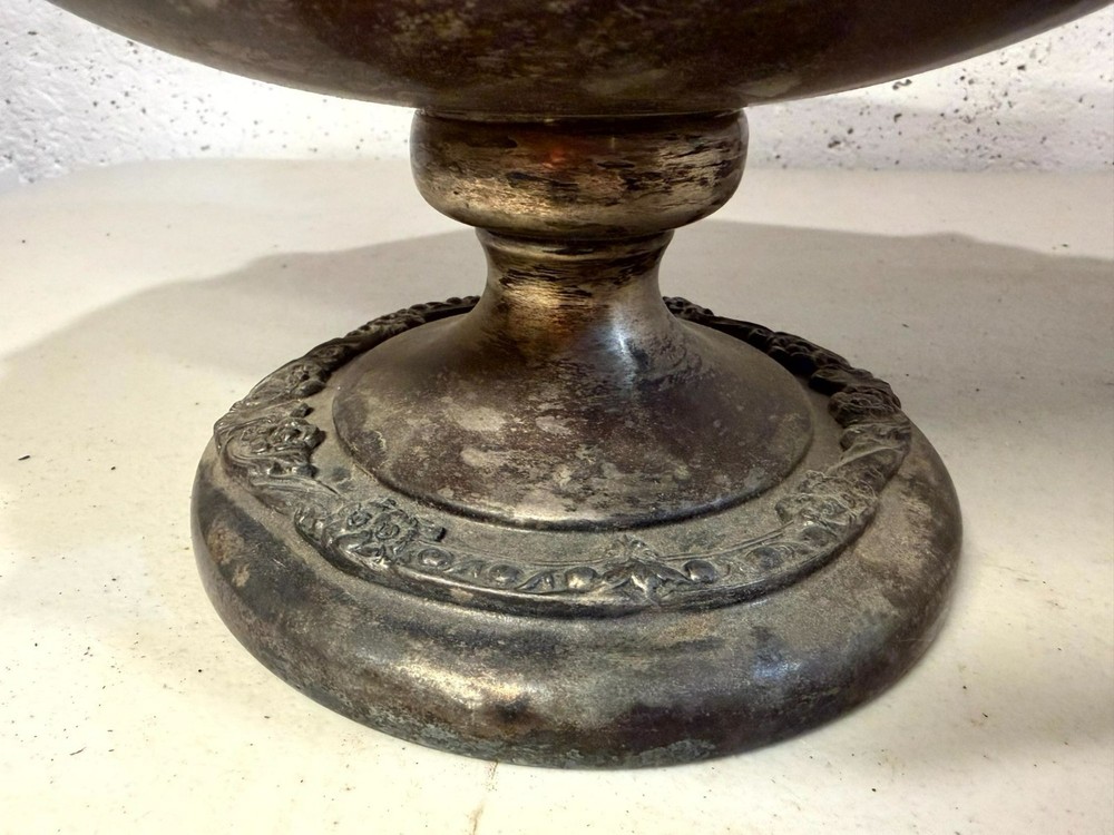 Antique Silver Pedestal Bowl Decorative Compote Dish Center Piece