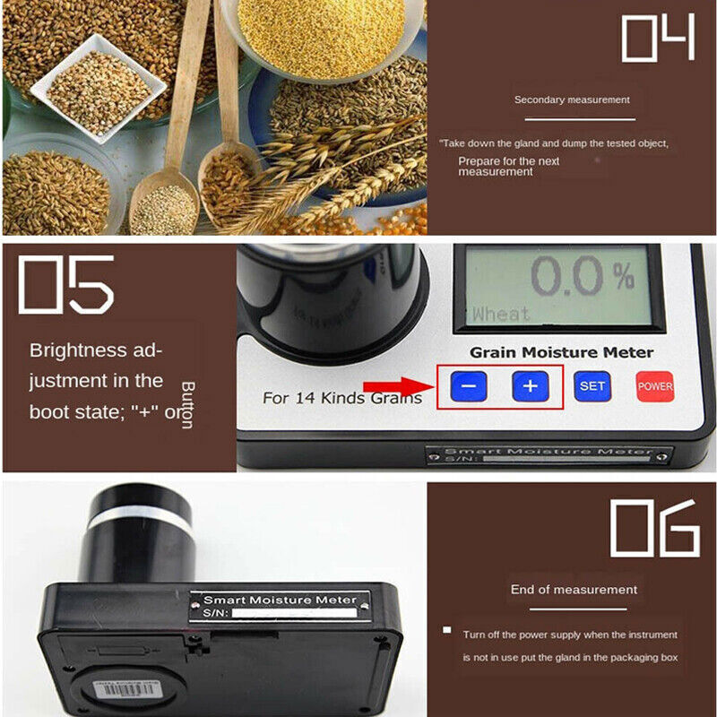 Digital Grain Moisture Meter for 14 Kinds Grains Coffee Beans Moisture Analyzer