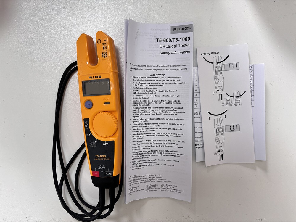 Fluke T5-600 Clamp Meter Continuity Current Electrical Tester