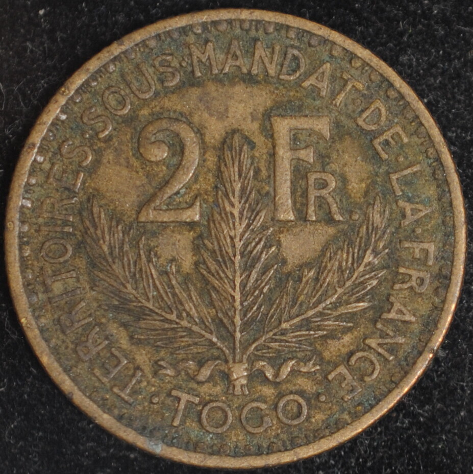 1925 Togo 2 Francs XF