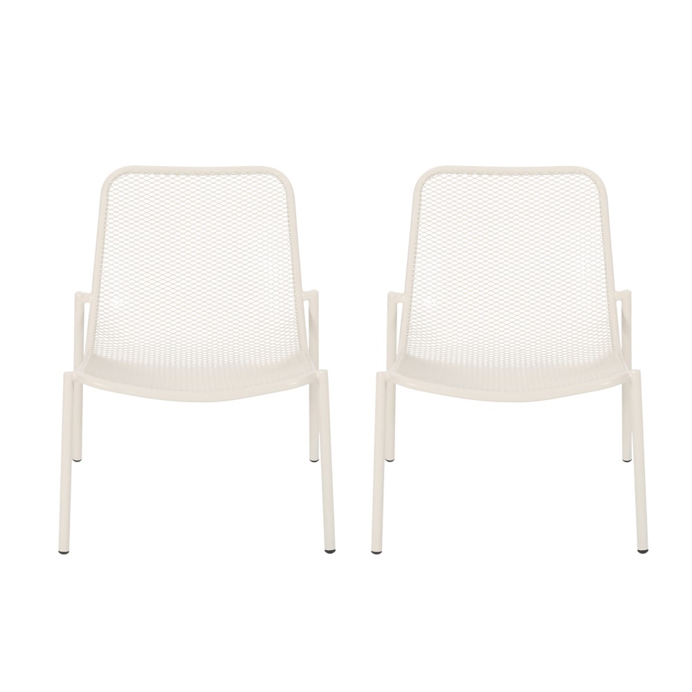 Unbranded Iron Stacking Chairs w/ Waterproof Coated Frame - White