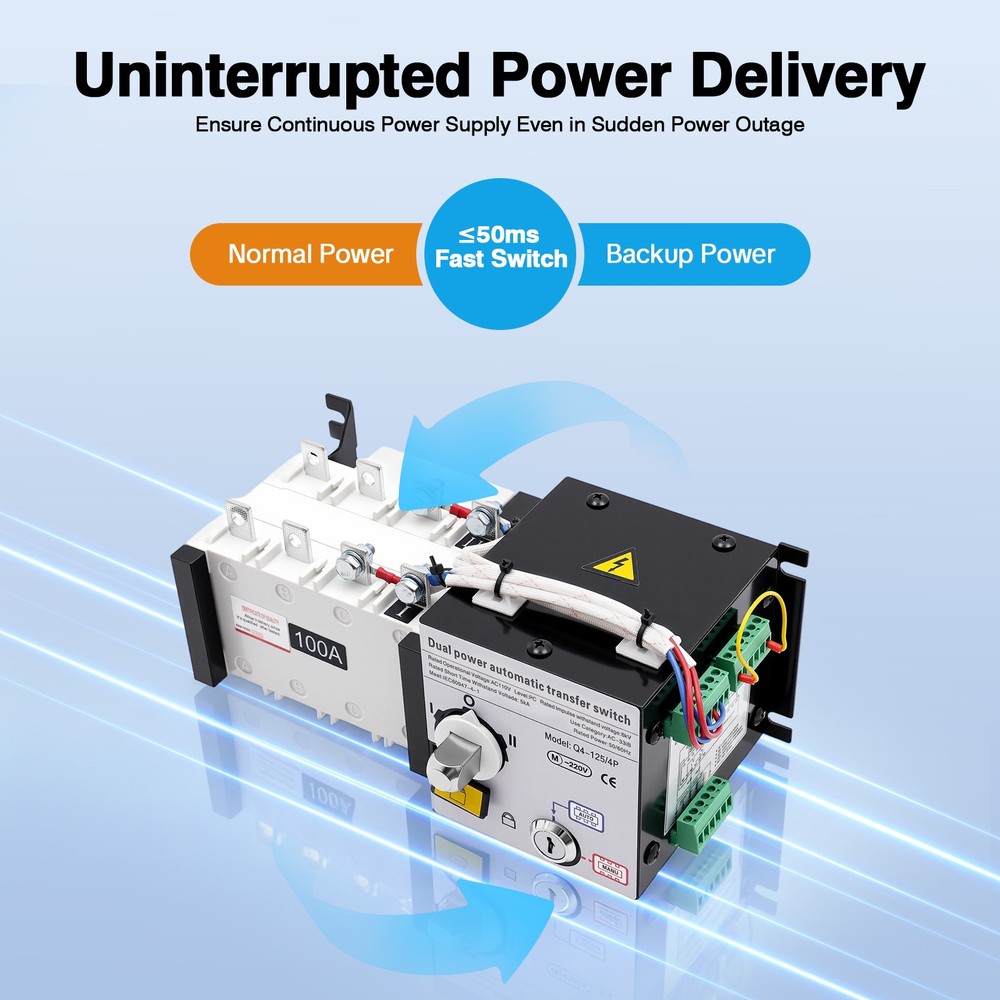 Dual Power ATS 100A/4P Automatic Changeover Transfer Switch Isolation Type US
