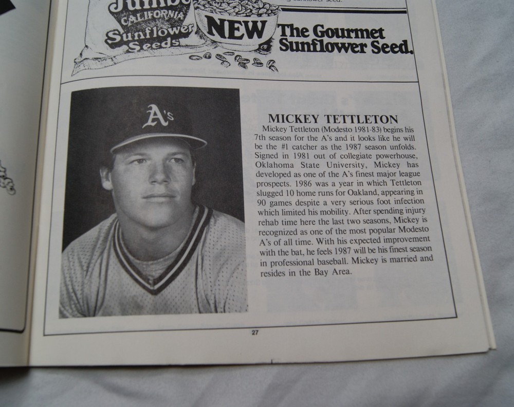 1987 modesto a's official souvenir program unscored