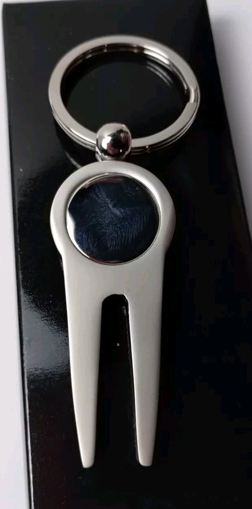 Golf Divot Tool Silver Tone Keychain