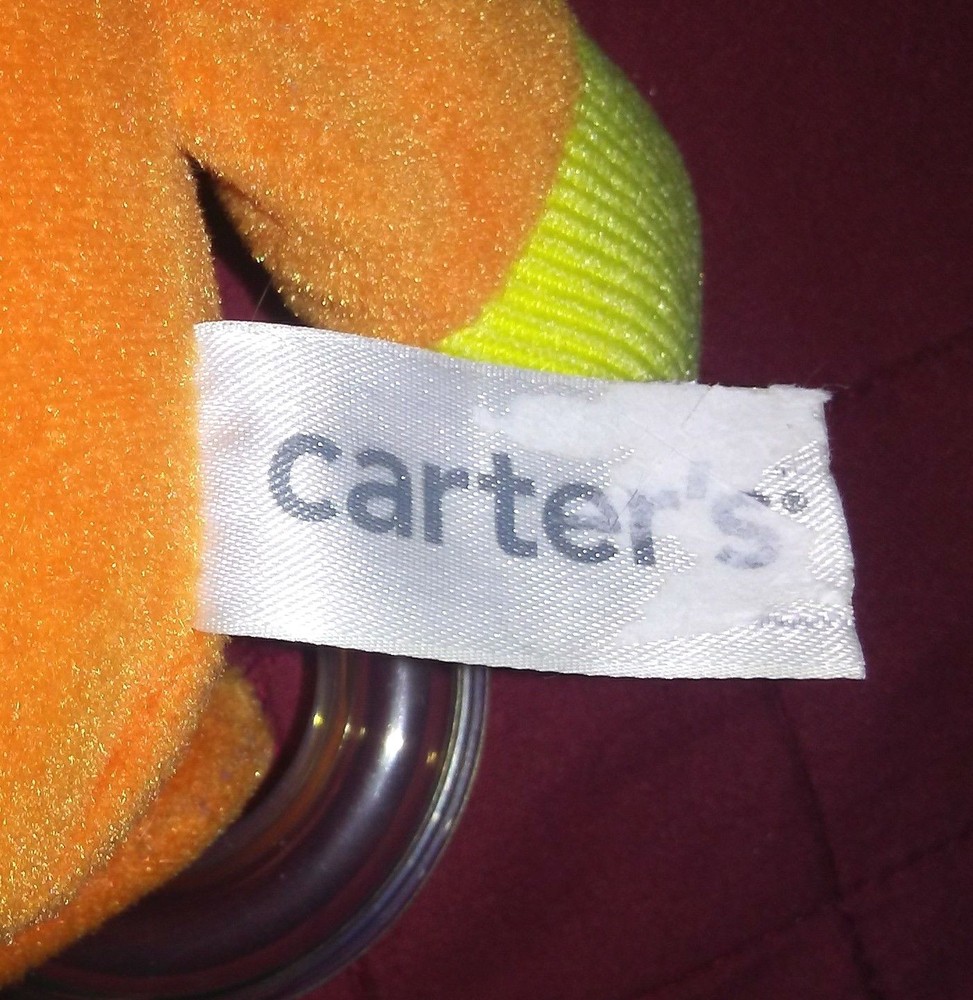 Carter's Monkey Sensory Orange 12in Plush Squeake Teether Crinkles Rattle Ring