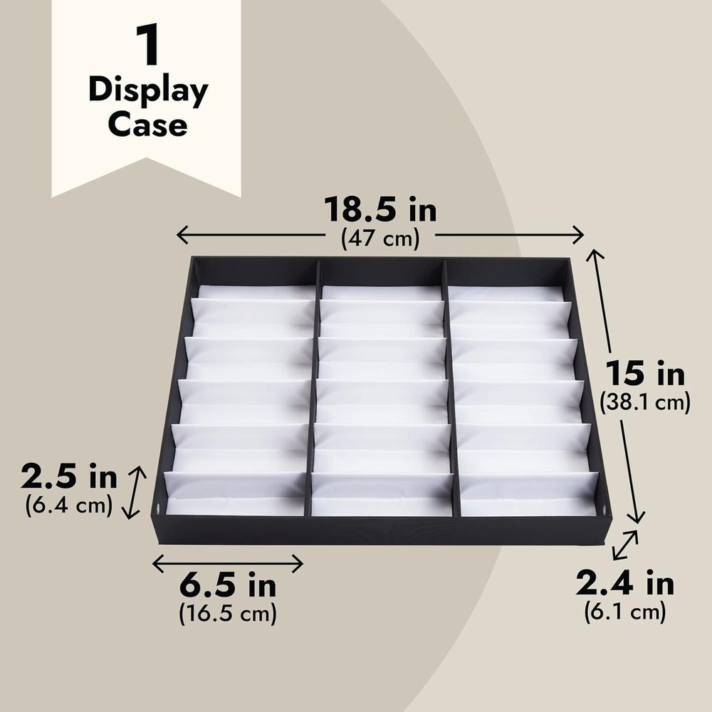 PU Leather Eyeglass Display Case - 18 Adjustable Slots for Perfect Organization