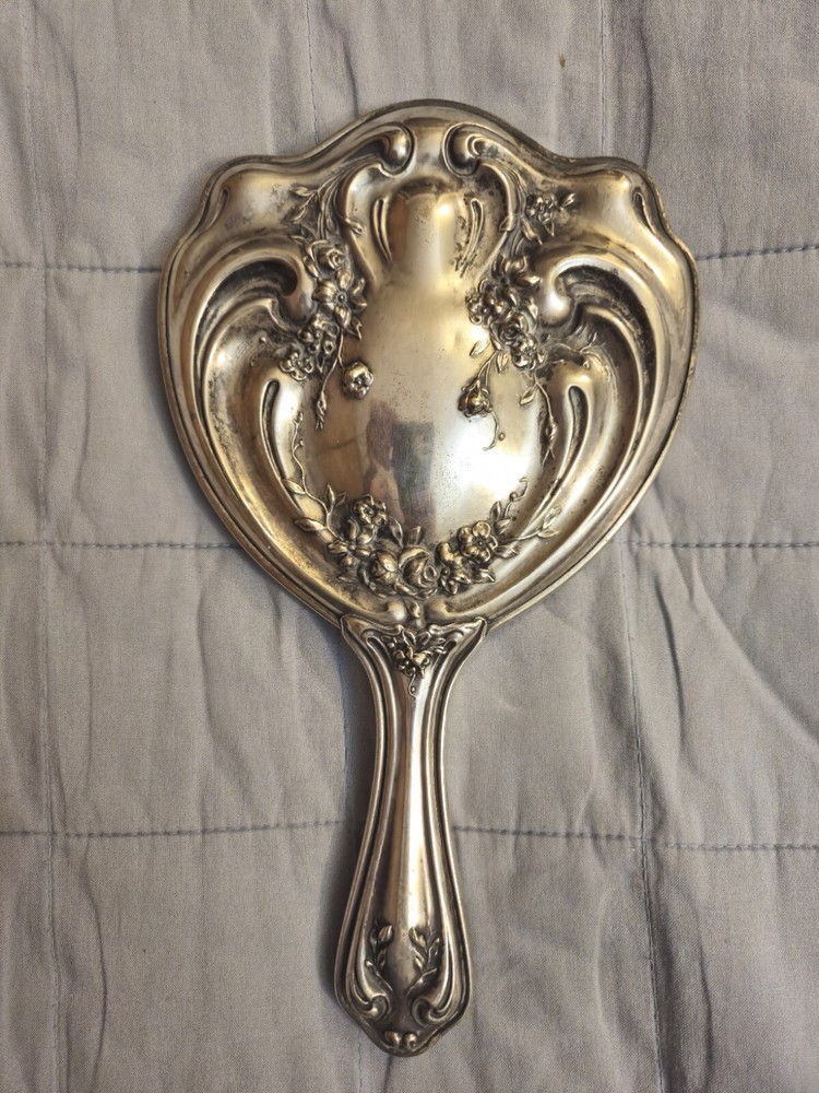 Antique german silver hand mirror