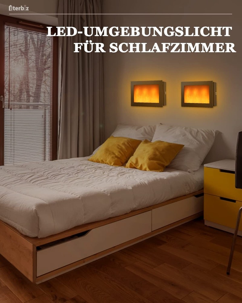 Eterbiz LED Flame Effect Wall Lamp with 2 Modes