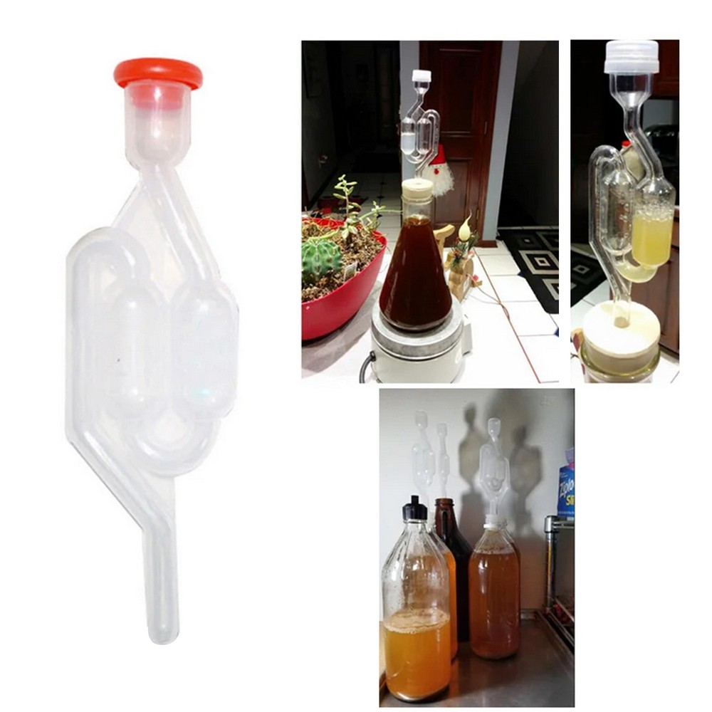 2PCS One-way Transparent Plastic Wine AirLock Beer Brewing Fermentation Valve