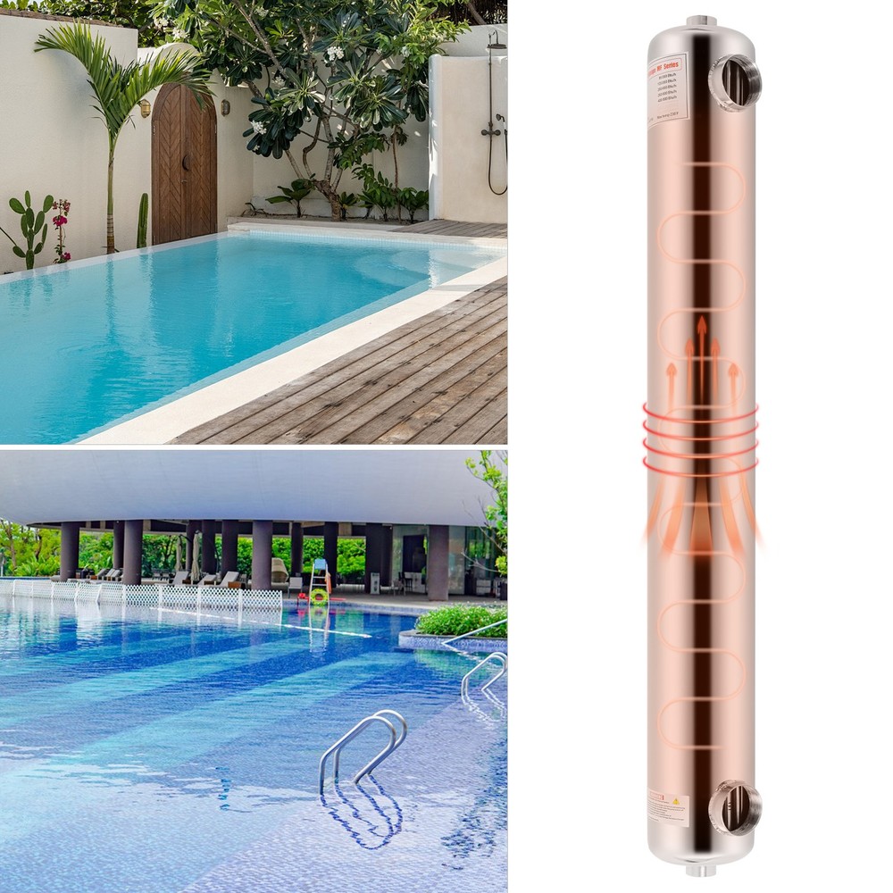 400 kBtu Pool Heat Exchanger 304 Stainless Steel Same Side Ports  1inch+2inch