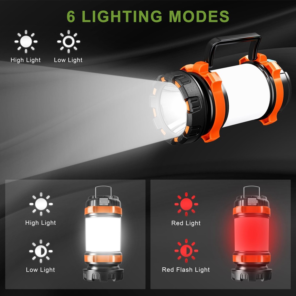 Camping Lantern Rechargeable , Camping Flashlight 4000 Capacity, 6 Modes, IPX...