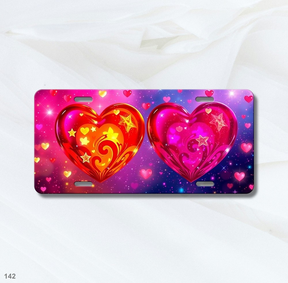 Premium Hearts License Plate Customizable Front Plate Gift Idea