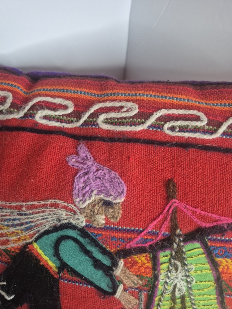 Peruvian Textile Folk Art Embroidered Throw Pillow 12*12