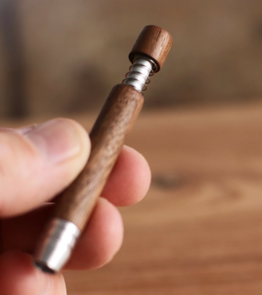 3" Spring Loaded Walnut One Hitter- Self Ejection Cleaning System