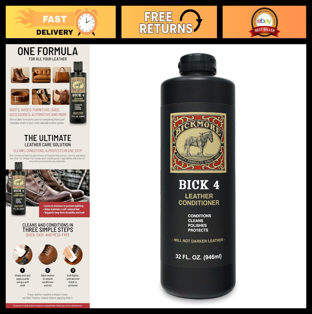 Leather Conditioner & Cleaner 32oz - Restore, Polish & Protect Smooth Leather