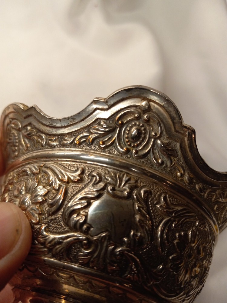 Silver Plate Bowl With Damage Has Mark But Cant Identify